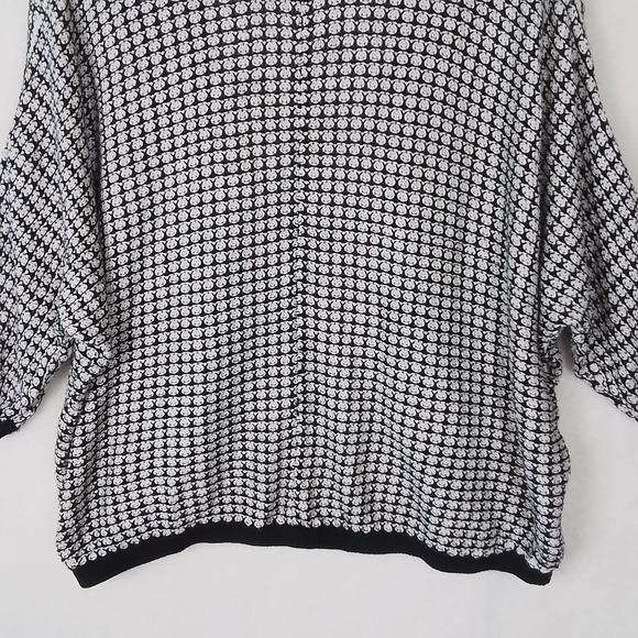 LOFT Oversized Open Front Cardigan Sweater XS‎ Black White Cotton Modal - Picture 7 of 12